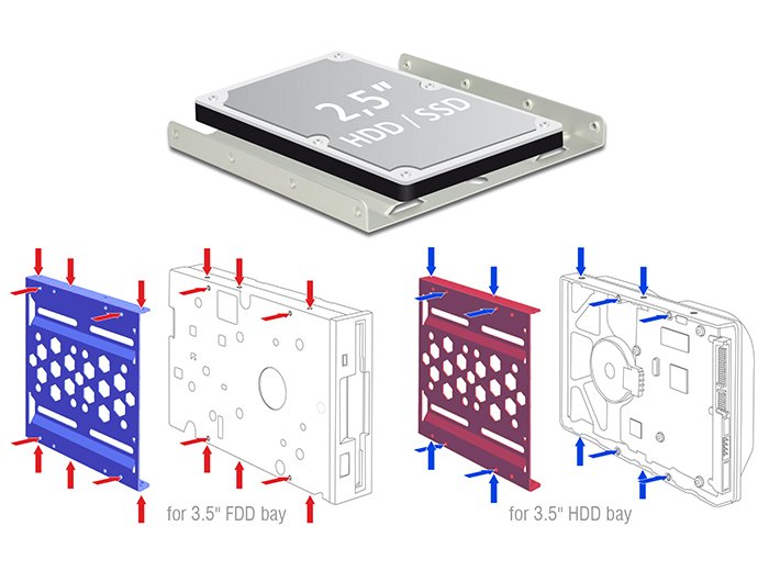 Delock Kit De Soporte Adaptador De 3.5" A 2.5" Aluminio Ssd