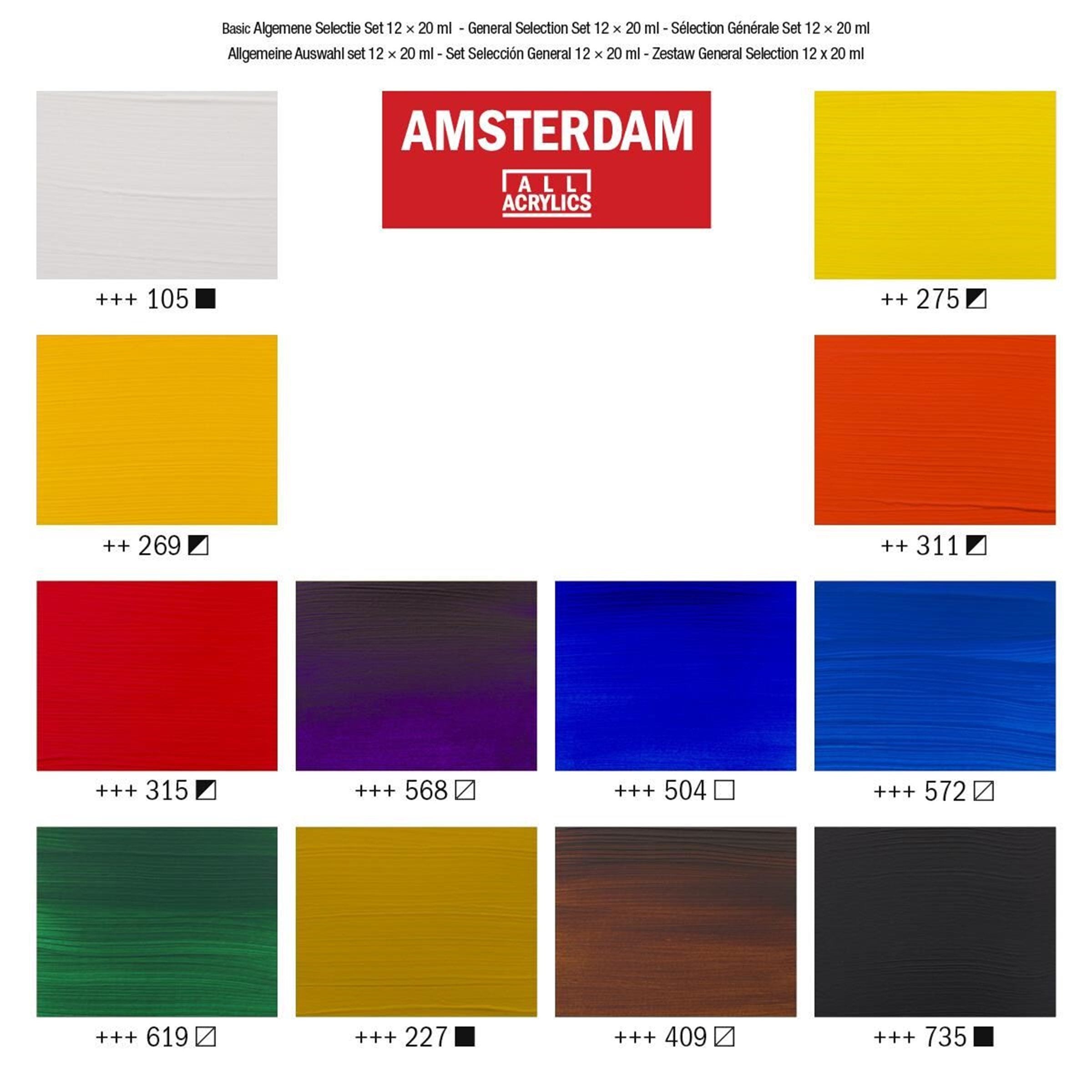 Talens Amsterdam Standard Series Set Acrílicos Selección General Tubo 20ml Estuche 12 Ud