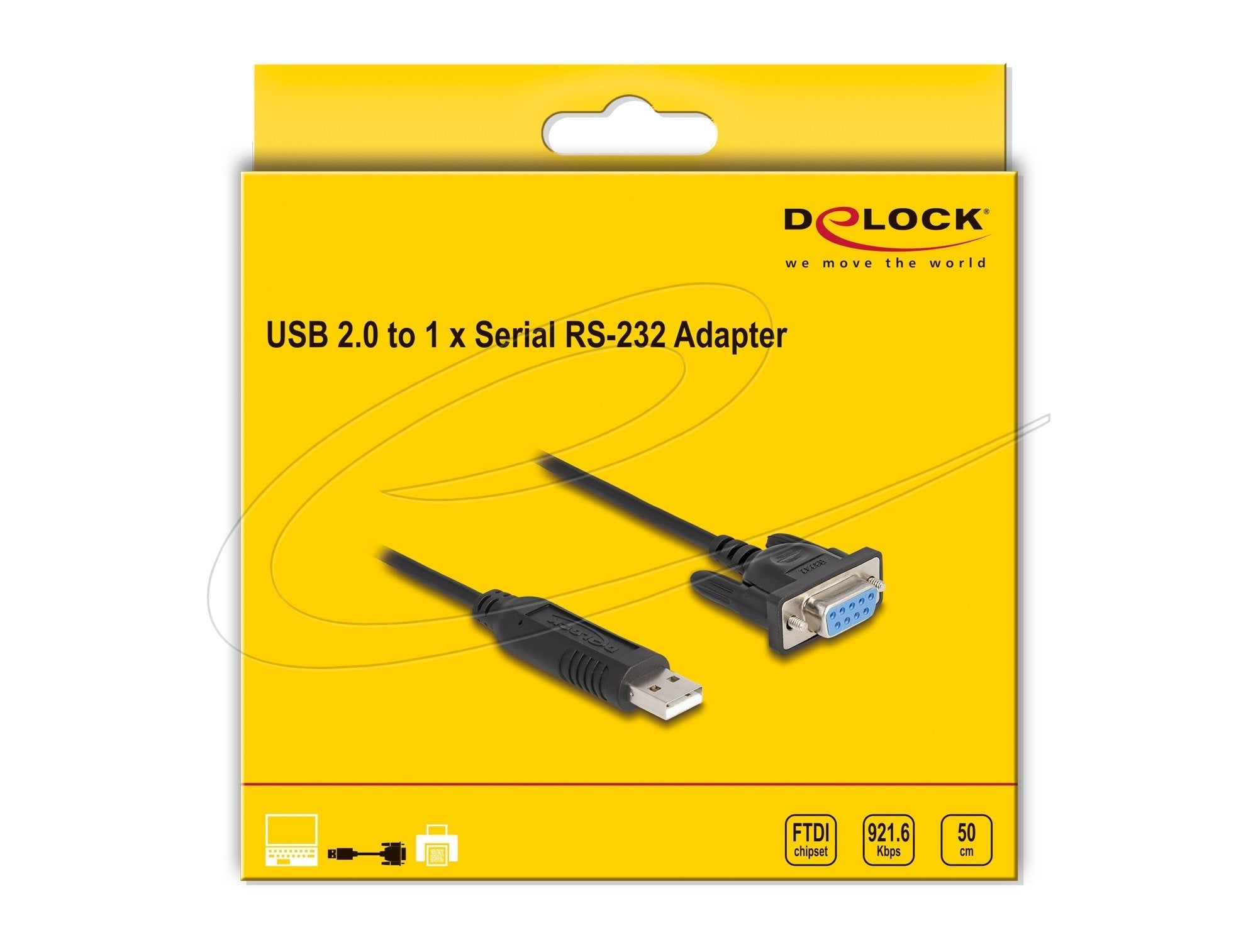 Delock Usb 2.0 A Seriell Rs-232 Adaptador Sub-D 9 Hembra Con Tornillos Kompaktem