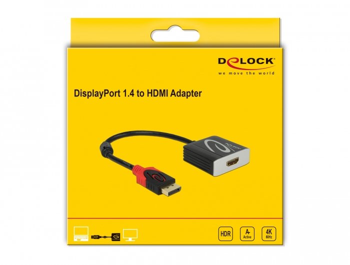 Delock Aktiver Displayport 1.4 Zu Hdmi Adapter 4k 60 Hz (Hdr)