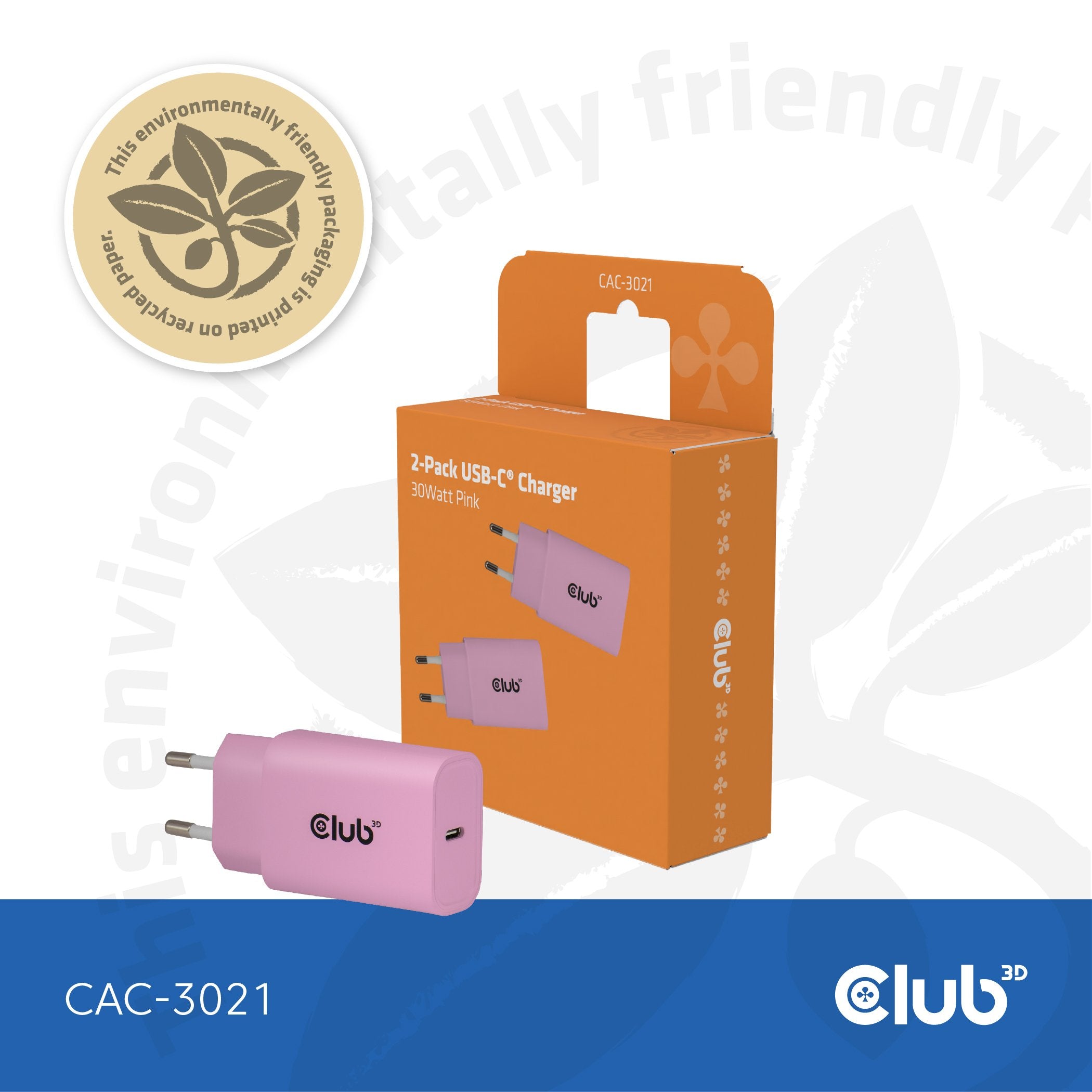 Club3d Lifemyle Cargador Usb-C 30watt, 2mk Rosa Retail