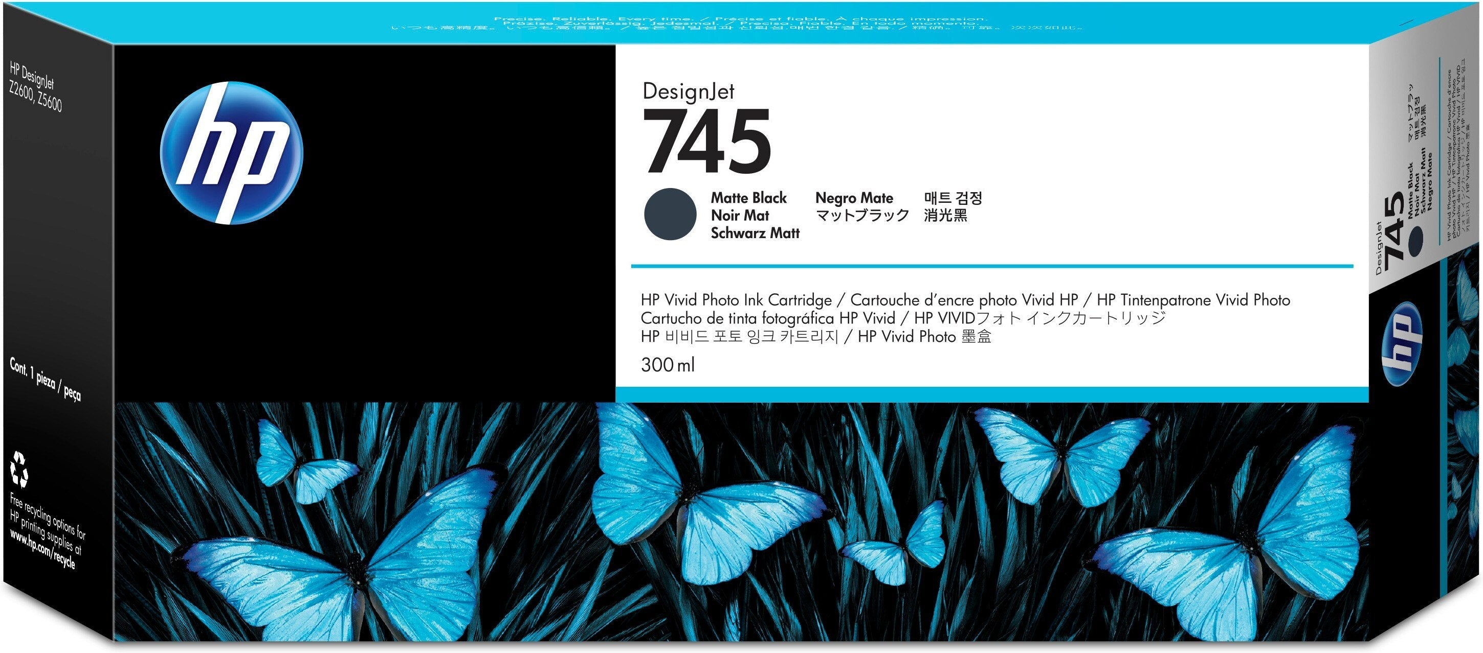 Tinta Original Hp 745 300 Ml Negro Mate Original Designjet  Para Designjet Z2600 Postscript, Z5600 Postscript