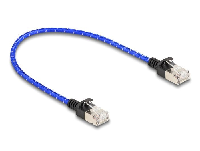 Delock 80375 Rj45 Cable De Red Trenzado Cat.6a U/Ftp Slim 0,3 M Azul
