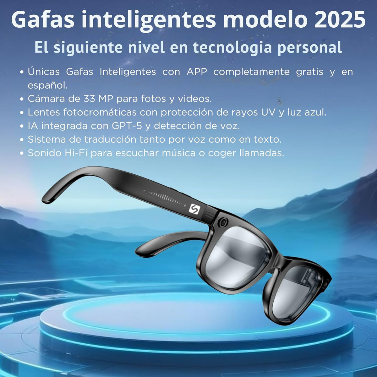 Gafas De Audio Inteligentes Smartia Vision Pro - Ia · Cámara 4k · Lentes Fotocromáticas