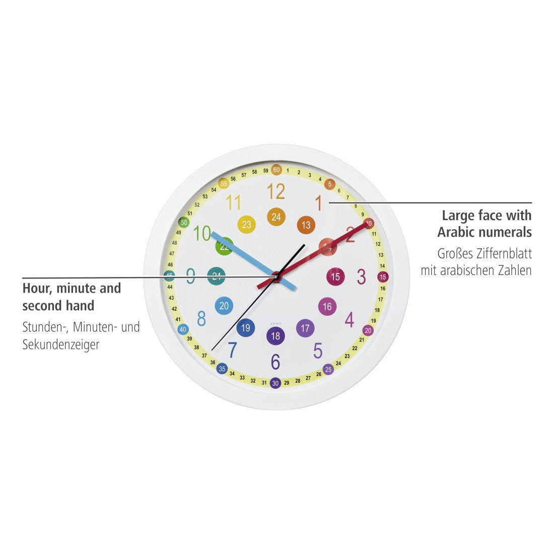 EAN 4047443422576 - Hama Easy Learning Reloj de cuarzo Círculo Multicolor, Blanco imagen 5