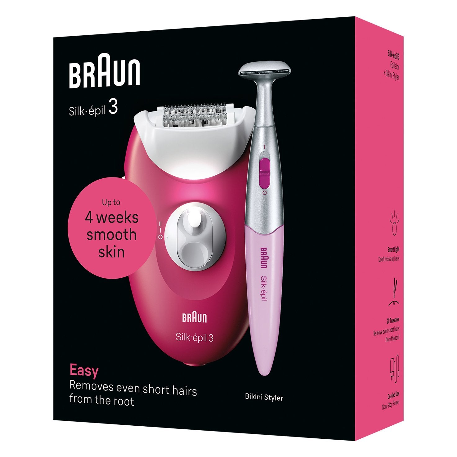 Depiladora Braun Se3-202 Silk Épil 3, Rosa Blanca