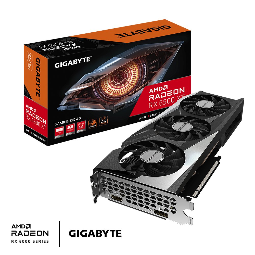 Tarjeta Grafica Gigabyte Rx 6500 Xt Gaming Oc 4gb Gddr6 1xdp 1xhdmi 1x6p