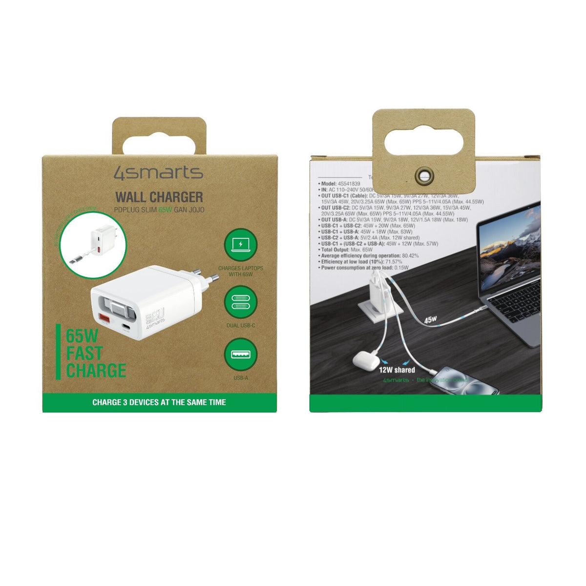 4smarts Cargador De Pared Pdplug Slim 65w Gan Jojo, Blanco