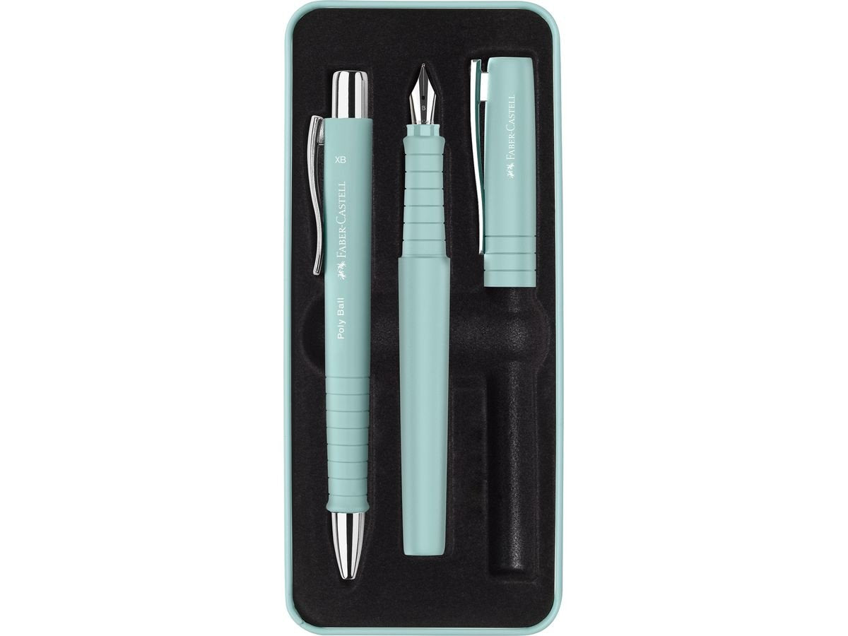 Faber-Castell Poly Pack De Boligrafo Poly Ball Y Pluma Estilografica Poly Pen Con Plumin B - Clip De Metal - Color