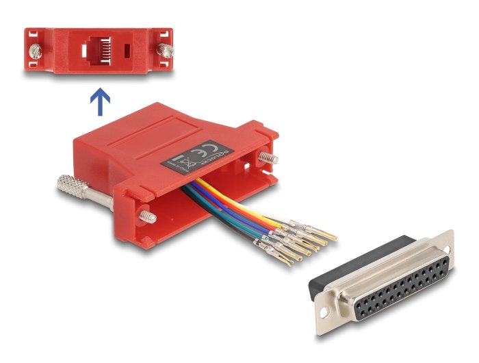 Delock 67099 D-Sub Hembra De 25 Pines A Rj12 Hembra, Kit De Montaje Rojo