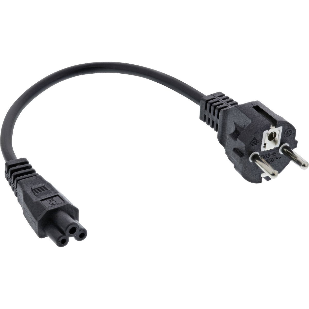 Cable De Alimentación Inline Tipo F A Enchufe De Portátil "Mikey Mouse" Negro 10m