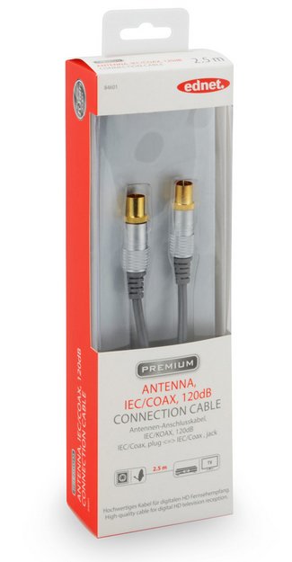 EAN 4054007846013 - Ednet 84601 cable coaxial 2,5 m IEC/Coax Negro imagen 1