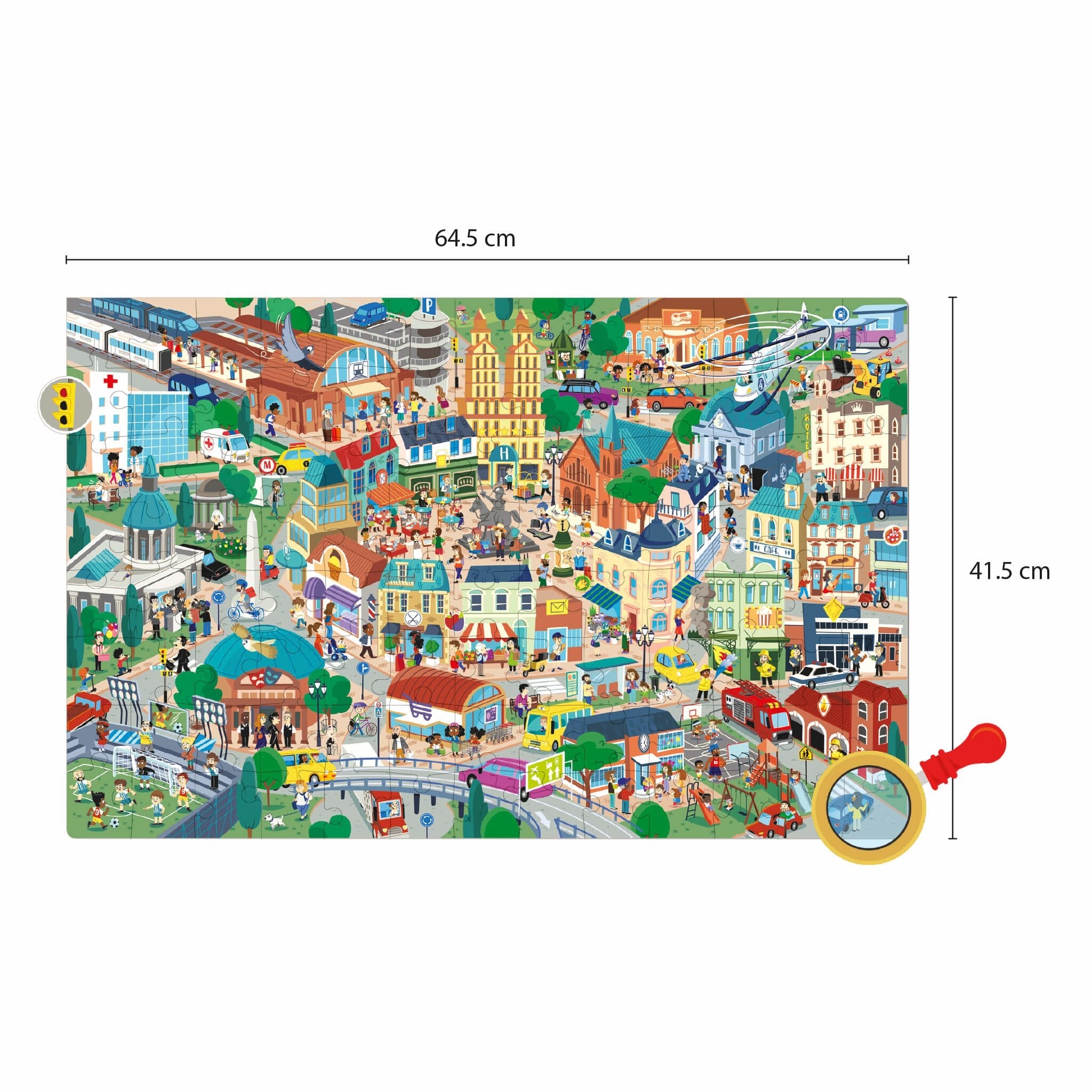 Apli Puzle De Observacion Ciudad - 104 Piezas De 5x5 Cm - Incluye Poster Y 3 Fichas - Facil Manejo - Grosor De 2mm - Desarrolla Habilidades Y Autoestima - Colorido