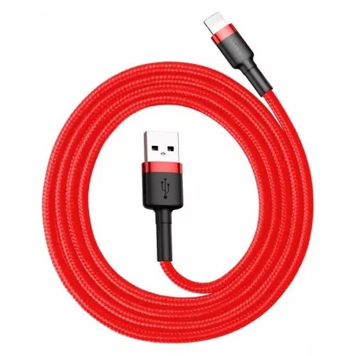 Cable De Carga / Datos Baseus Cafule Usb A Lightning 2.4a 0.5m, Rojo-Rojo