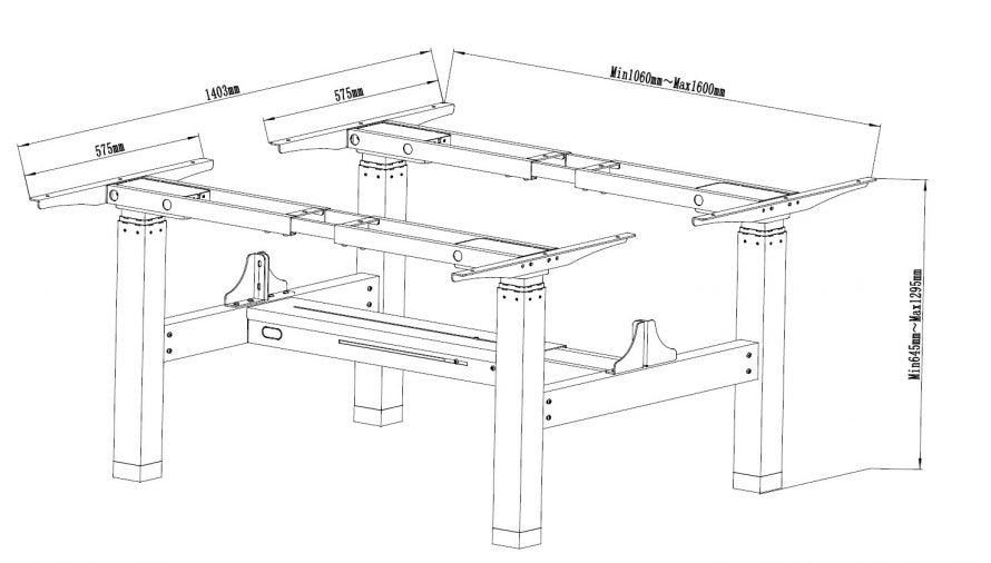 Mesa Electrica Ergonomica Doble Cara A Cara  Altura Regulable  Sin Tablero Color Estructura Gris Control Tactil Altura Desde 645mm-1290mm