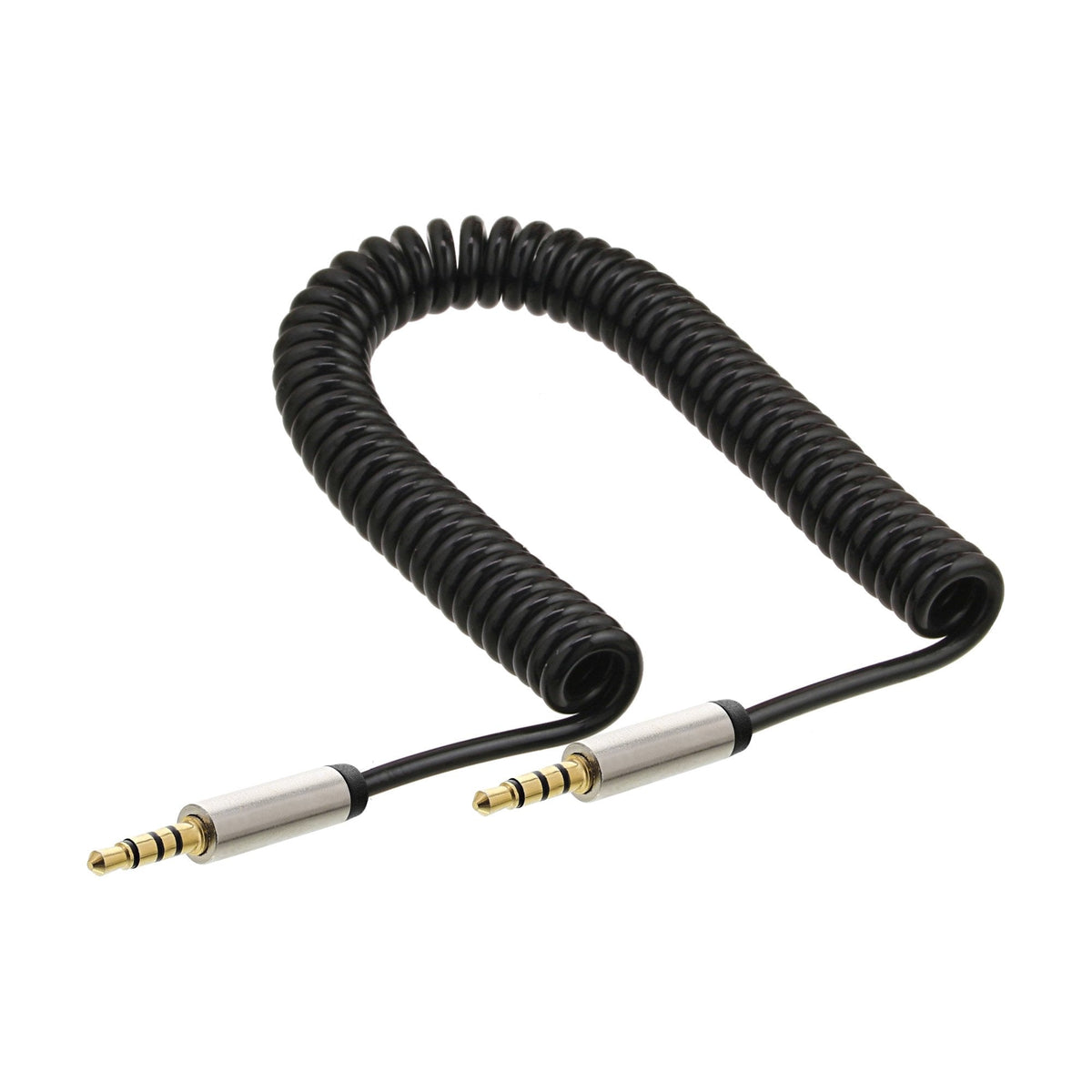 Cable En Espiral De Audio Inline De 3,5 Mm Macho A Macho Estéreo De 4 Pines De 1 M