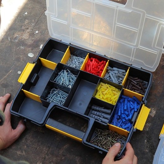 Caja De Herramientas Stanley 1-97-483 Pieza Pequeña Y  Caja Para Piezas Pequeñas Nylon Negro, Transparente, Amarillo Negro/Amarillo, Caja Para Piezas Pequeñas, Nylon, Negro, Transparente, Amarillo, 67 Mm, 375 Mm, 292 Mm