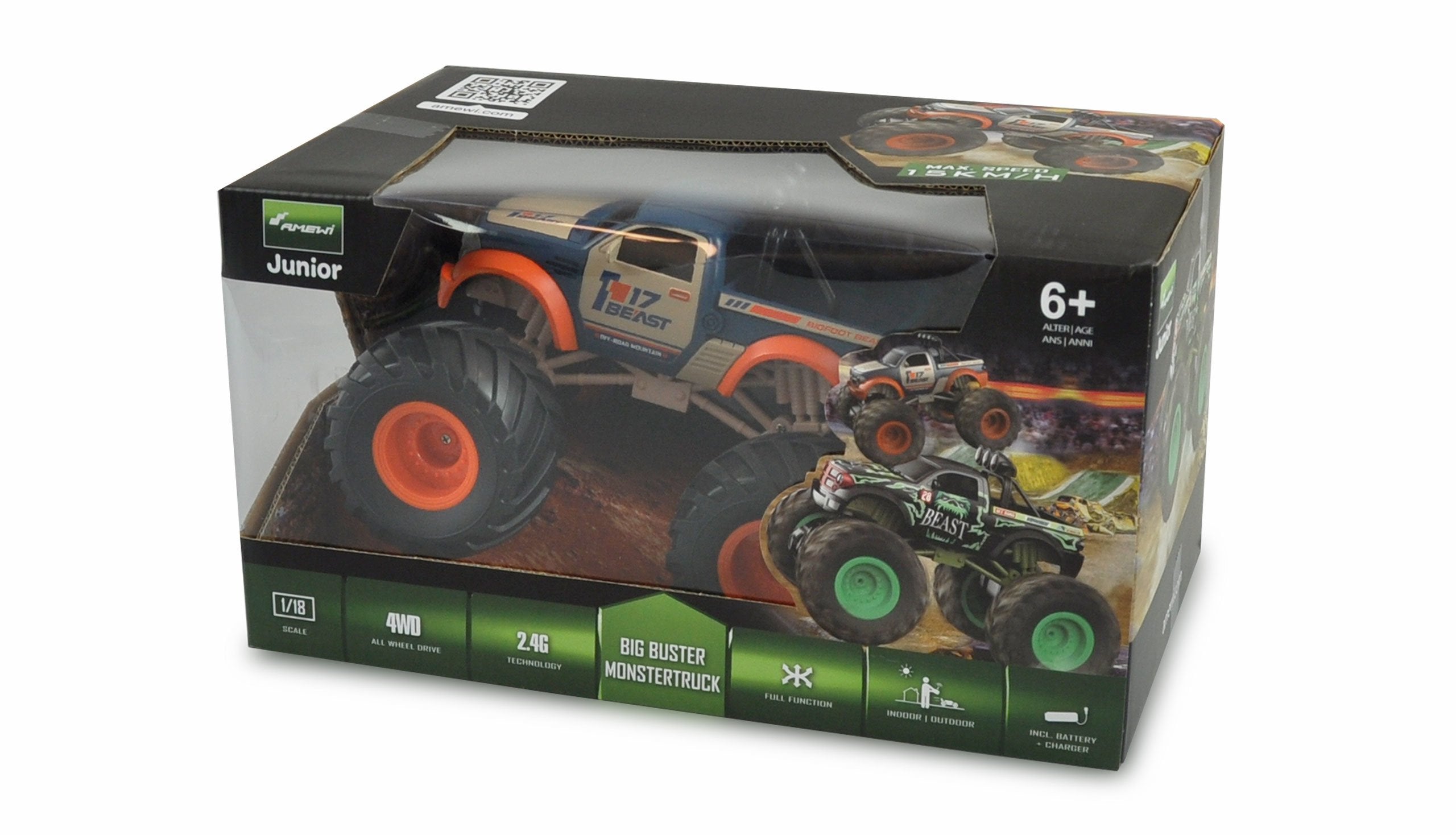Amewi Rc Car Big Buster Truck Li-Ion Batería 500mah Naranja /6+