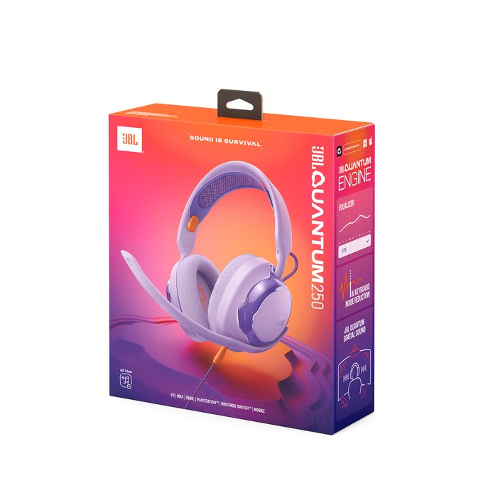 Jbl Quantum 250 Headphone Wired Gaming Headset With Microphone, Purple Eu