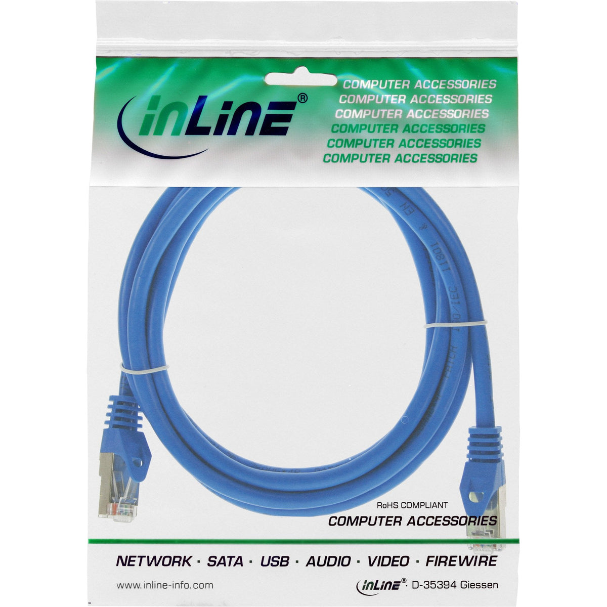 Cable De Red Inline F/Utp Cat.5e Azul 1m