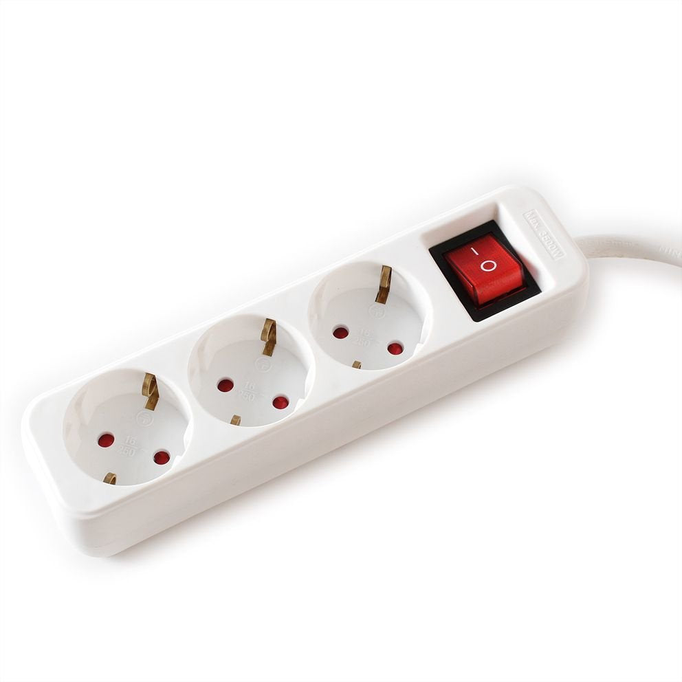 Value 3-Fach Steckdosenleiste Mit Schalter, Wei, 6 M