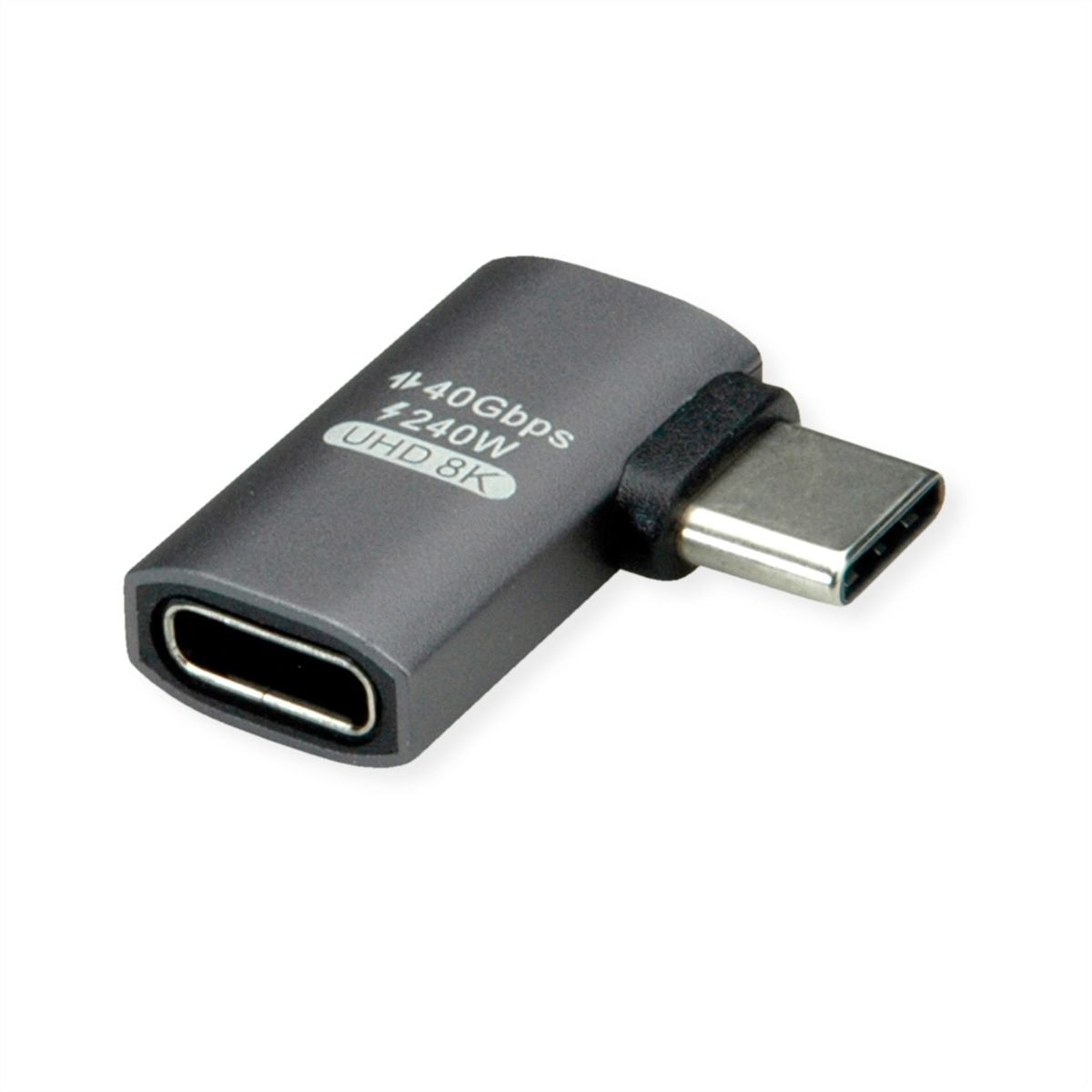 Roline Usb4 Gen 3x2 Adapter Typ C St Bu, Aluminium, 90, Flach, Silberfarben