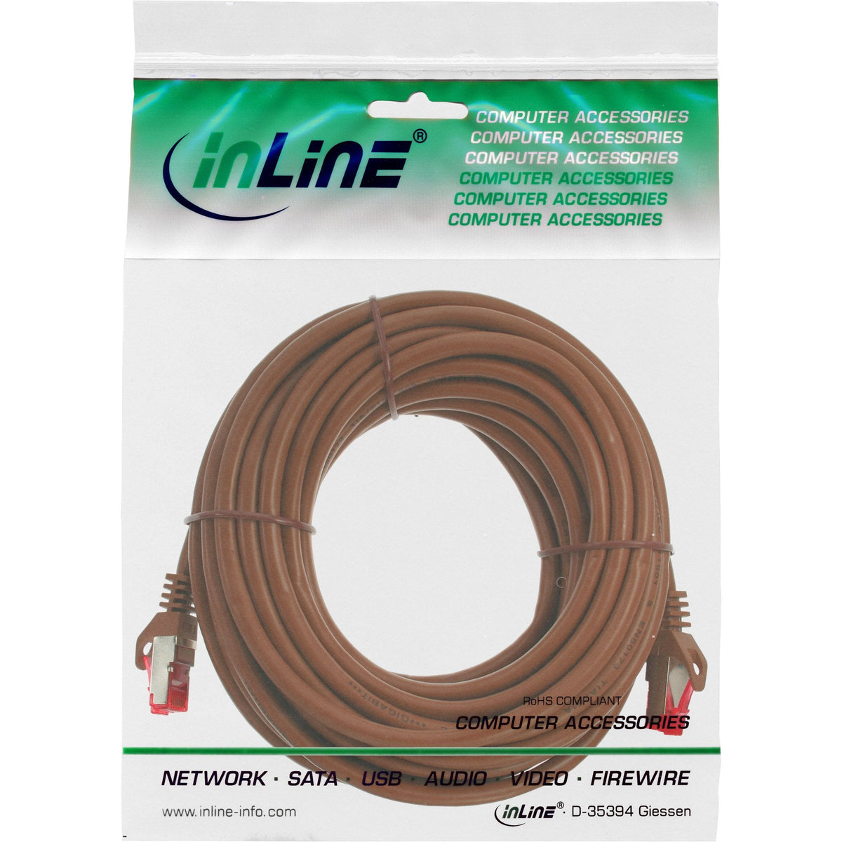 Cable De Red Inline S/Ftp Pimf Cat.6 250mhz Pvc Marrón Cobre 25m
