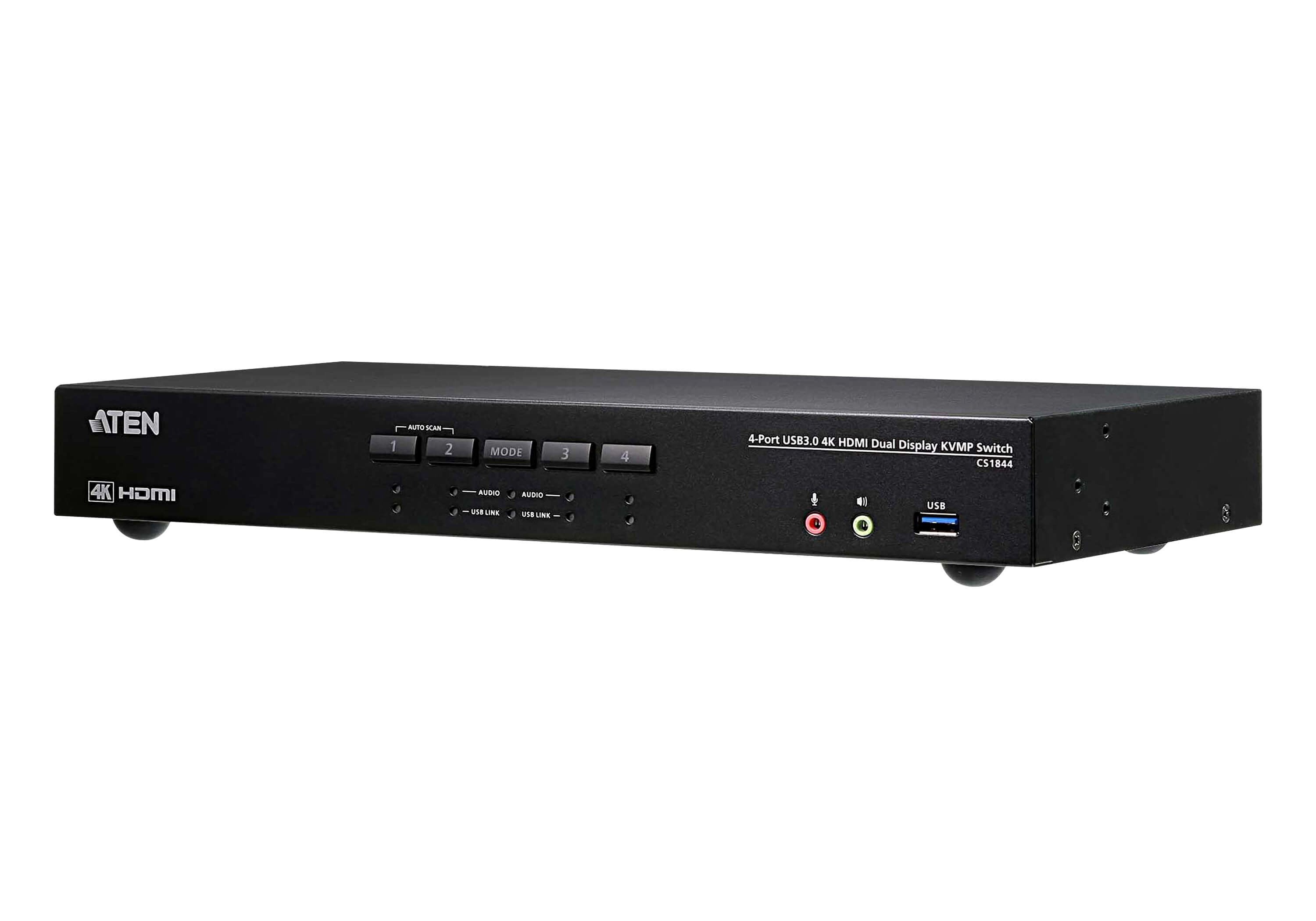 Aten Cs1844 Switch Kvm De 4 Puertos, 4k Hdmi, Pantalla Dual, Usb 3.0, Audio