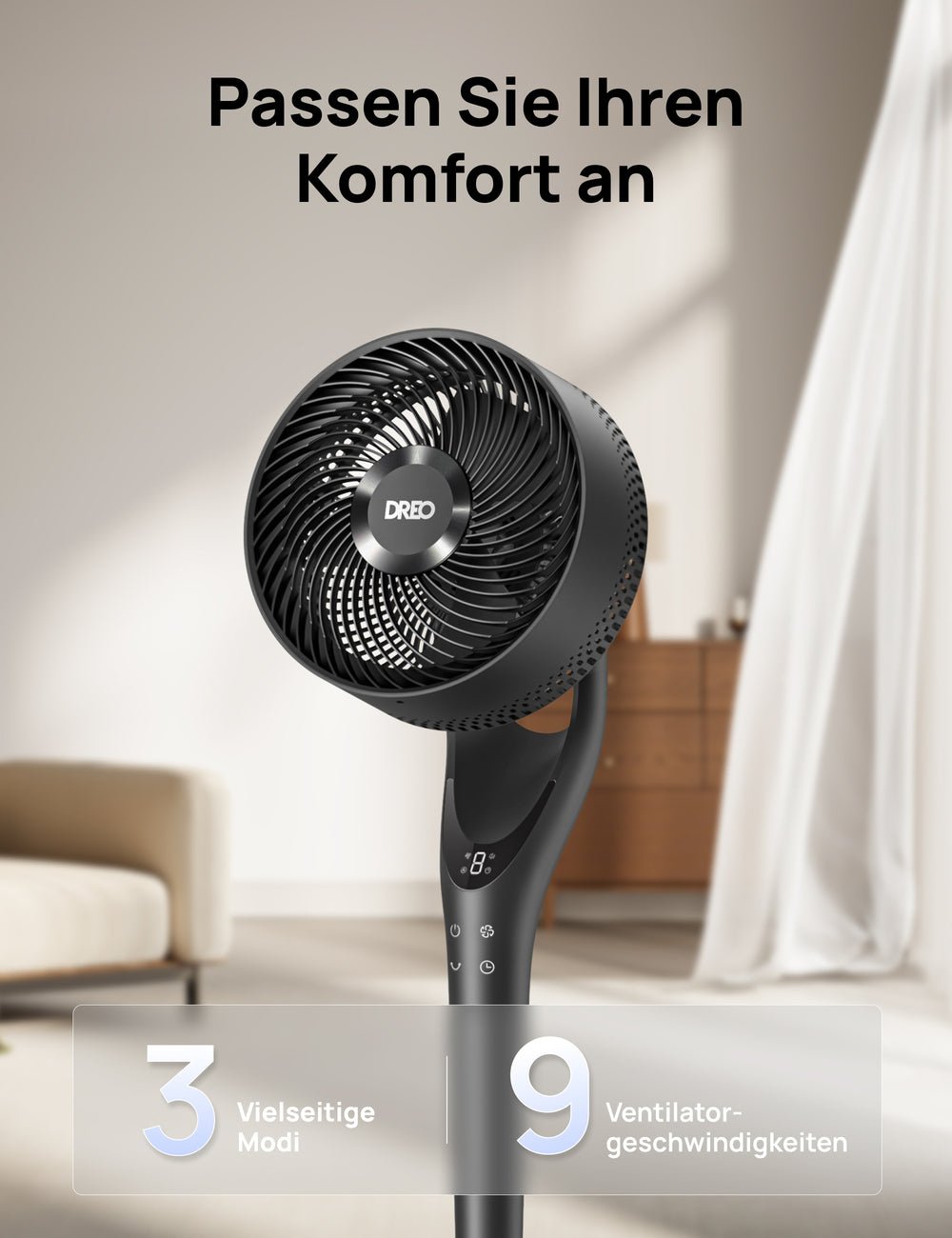 Dreo - Quiet Floor Fan Turnopoly 154, 9 Speeds, 3 Modes