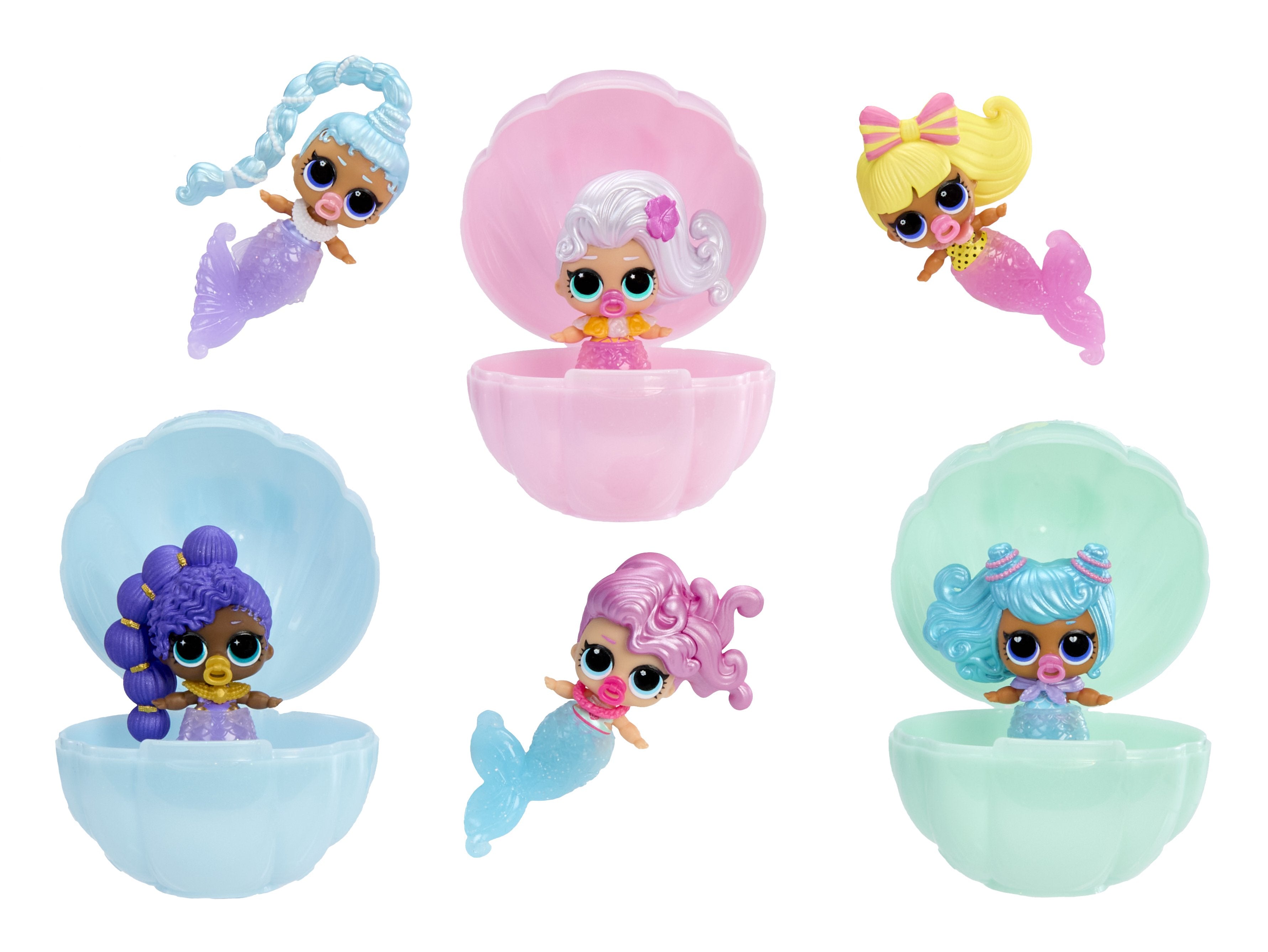 Mga Entretenimiento L.O.L. ¡Sirenas Sorpresa! Makeover Magic Baby Sisters, Figura De Juguete, Artículos Surtidos, Una Figura 598787-Euc