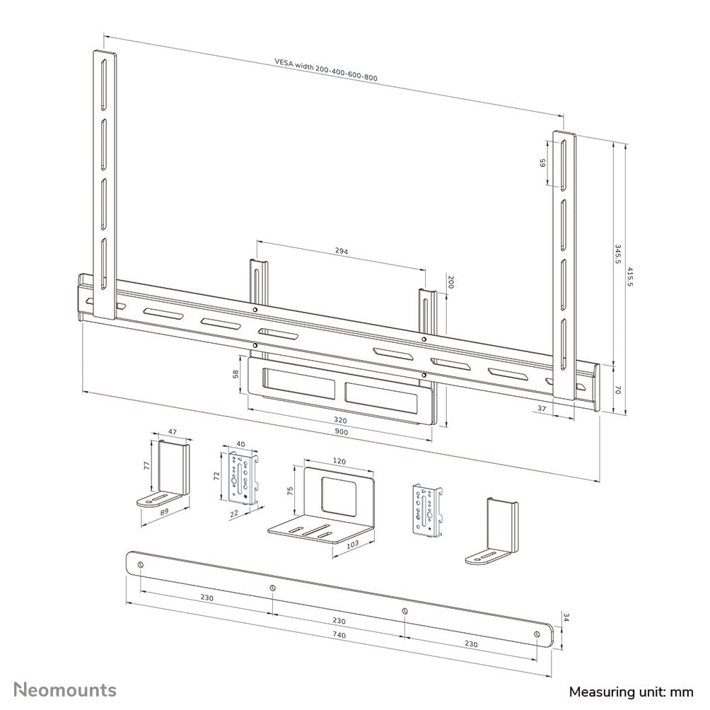 Neomounts Universal Videobar Soundbar And Camera Mount For Jabra Poly Neat Logitech Yealink Cisco Bose