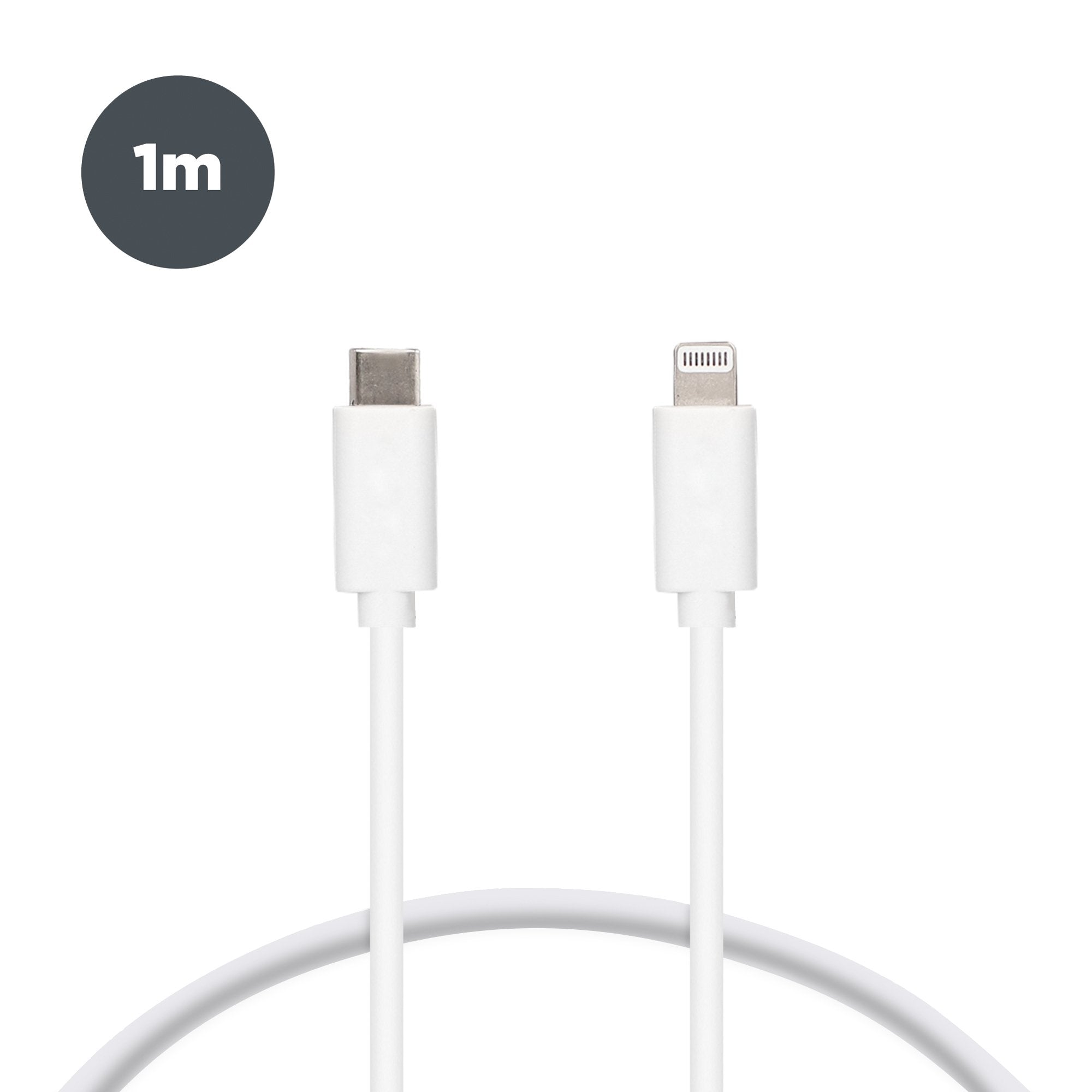 Cable De Datos Y Carga Tipo C A Lightning Mfi 1m 3amp Comp Iphone 5, 6, 7, 8, X, 11, Se, Ipad Blanco