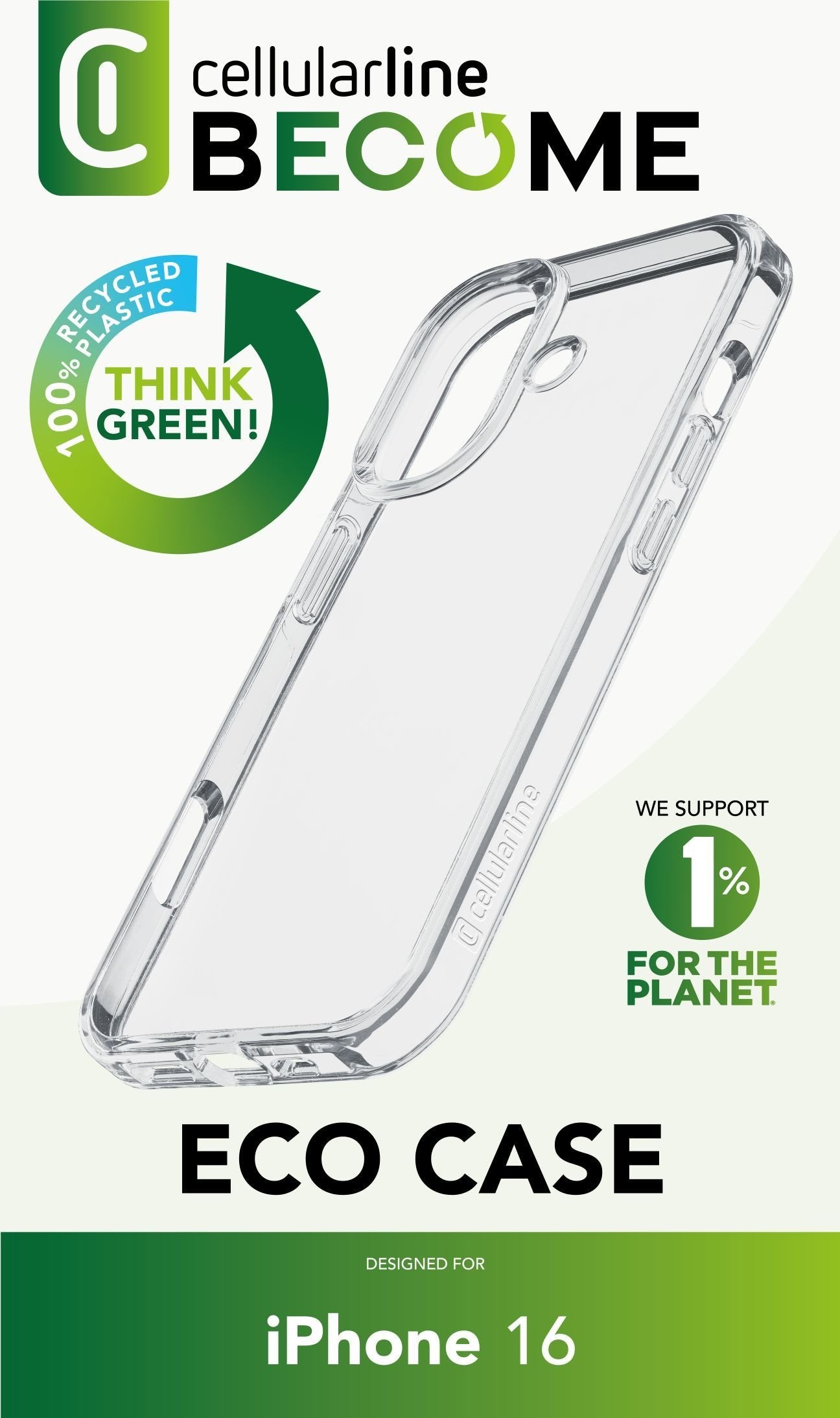 Cellularline Become Eco Case Iphone 16 Clear