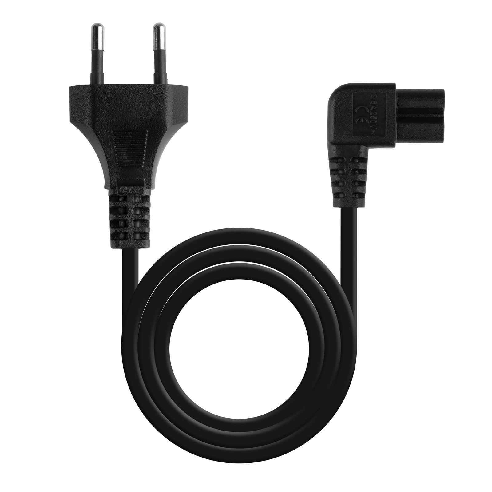 Cable Aliment. Acodado Cee7/16/M-C7/H Negro 3.0 M