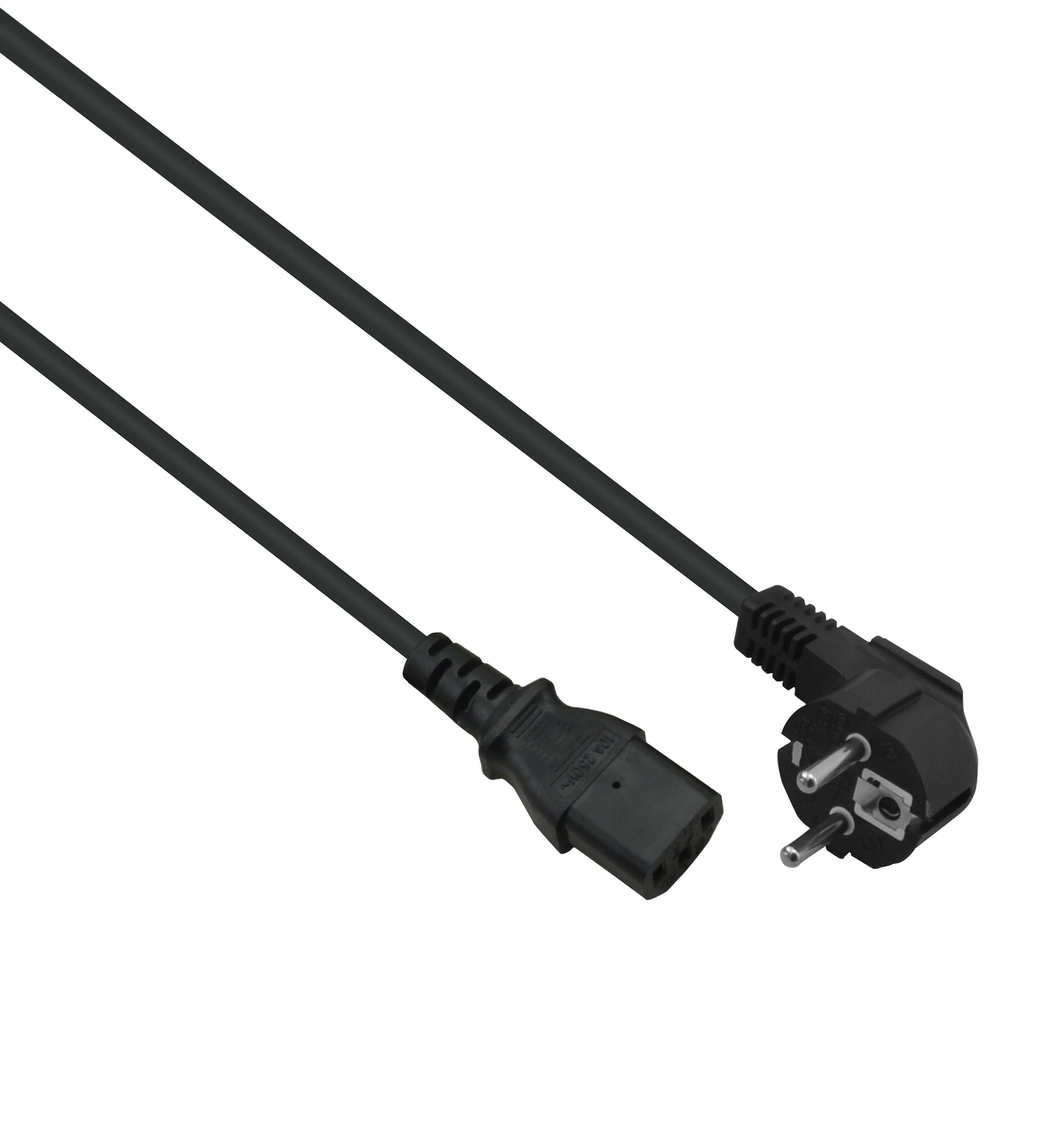 Helos Cable De Alimentación, Enchufe De Seguridad De 90 ° A C13, Negro, 1,8 M