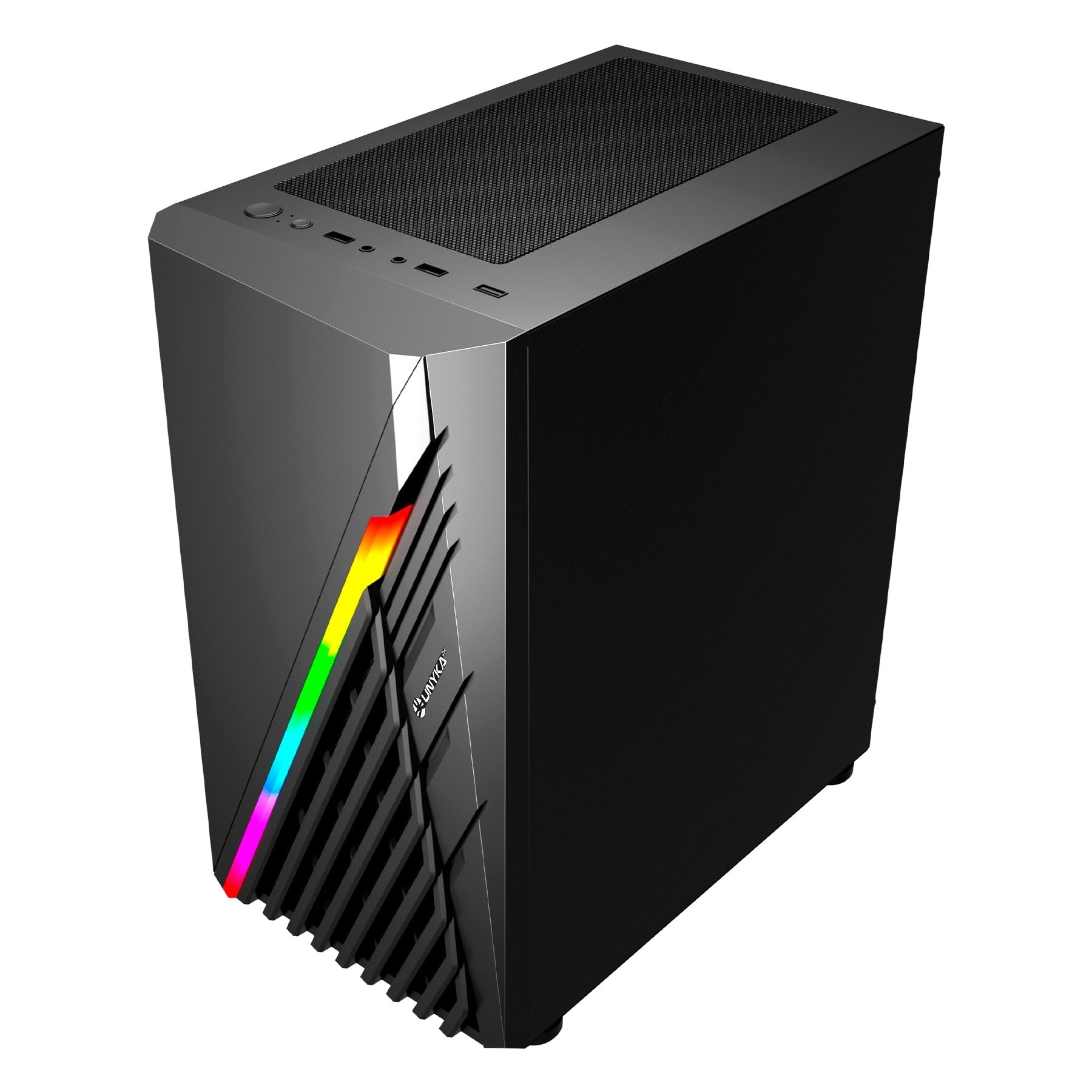 Caja Pc Unykach Mini Glayze  Micro-Atx - Iluminacion Argb - Ventana Lateral Cristal Templado - Usb-A 2.0/3.0 Y Audio - 1