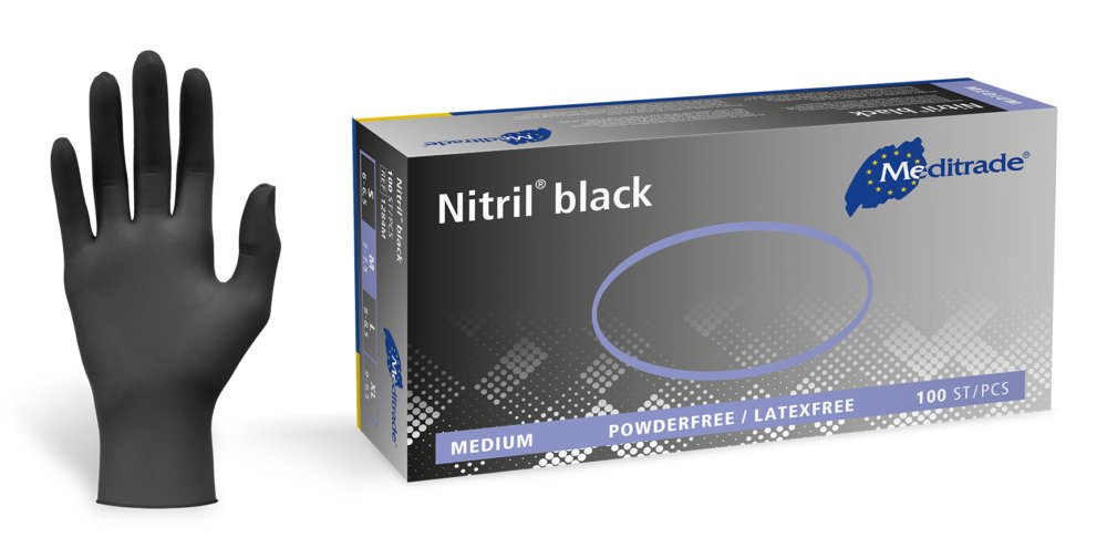 Meditrade® Einmalhandschuhe Nitril® Negro L Negro