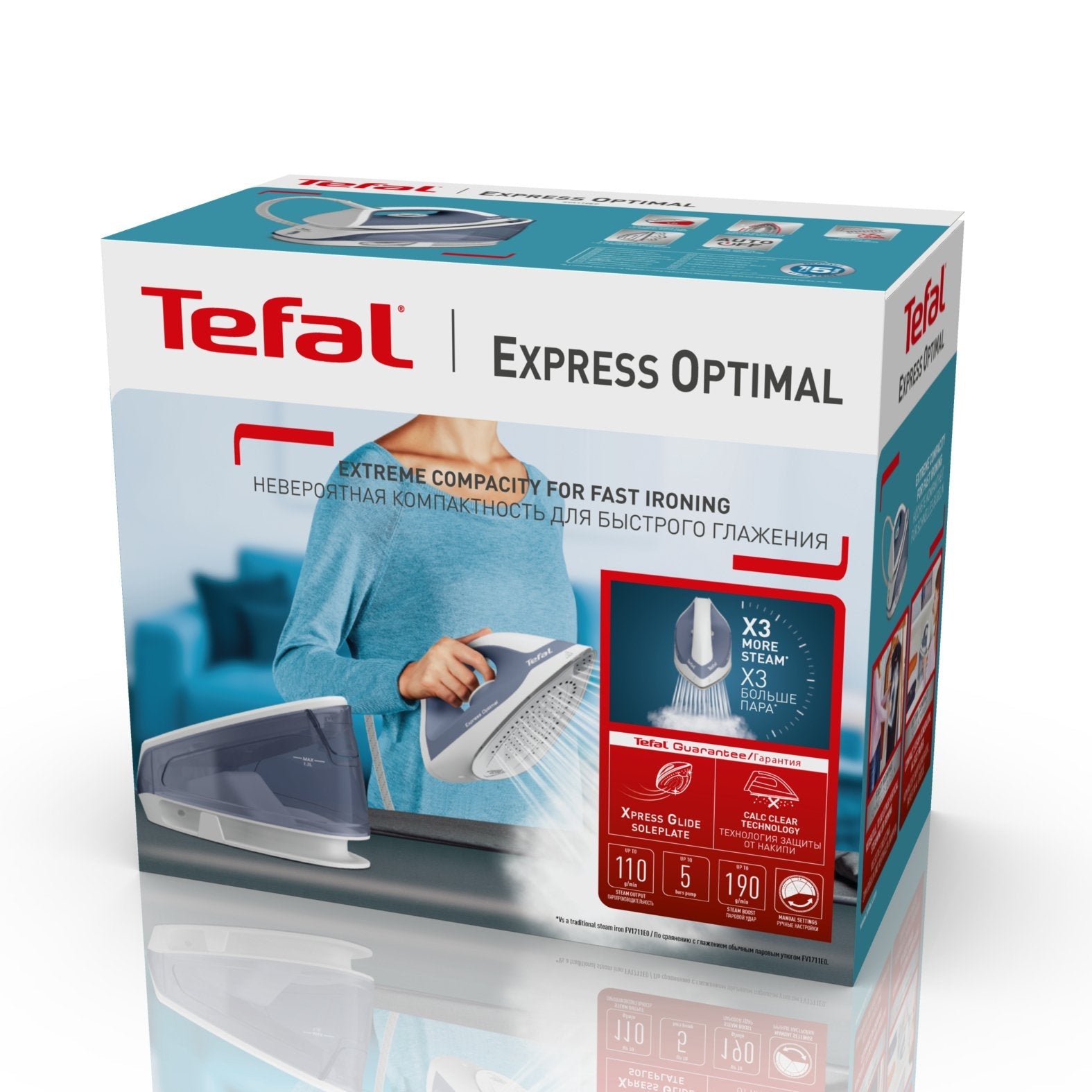 Tefal Express Optimal Sv4110 2200 W 1,2 L Ceramic Express Glide Azul, Blanco
