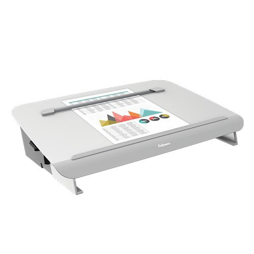 Fellowes Hana Soporte Y Atril - Guia Magnetica De Lectura -  Diseño Elegante Y Duradero - Hasta 5kg - Color Blanco