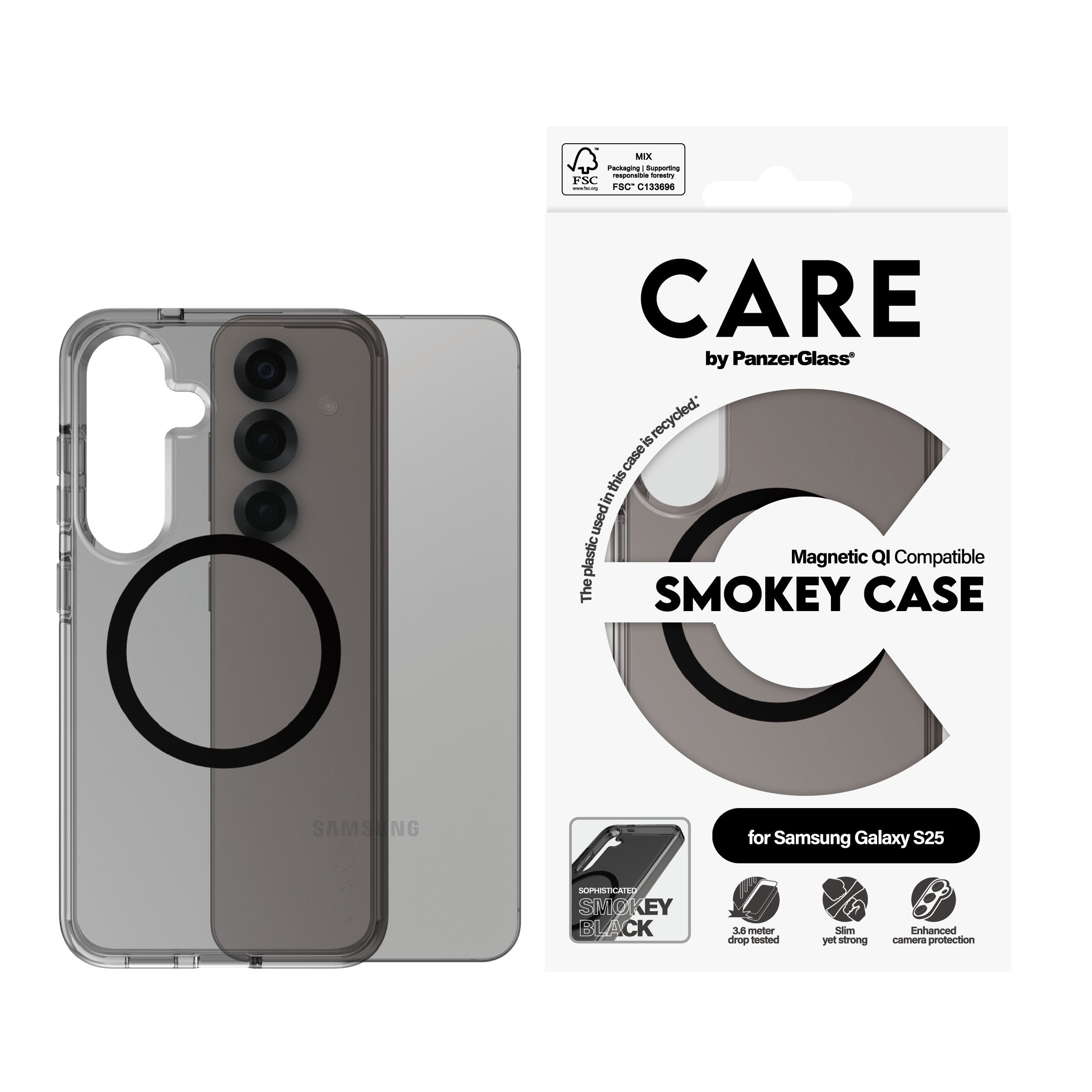 EAN 5715685016769 - PanzerGlass CARE™ by ® Urban Combat Case Smokey w. Black Qi Compatible Samsung Galaxy S25 funda para telé imagen 2