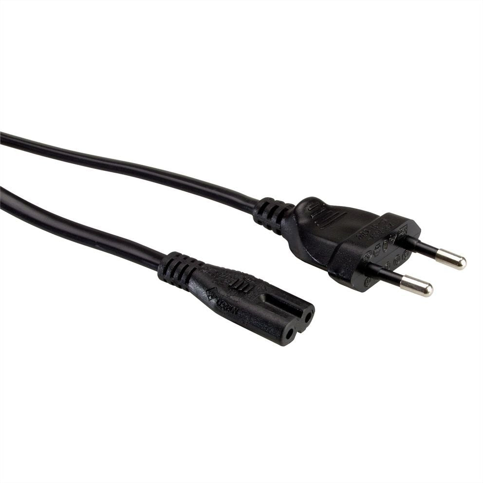Value Netzcable Euro-Flachstecker Auf C7, 2polig, Schwarz, 1 M