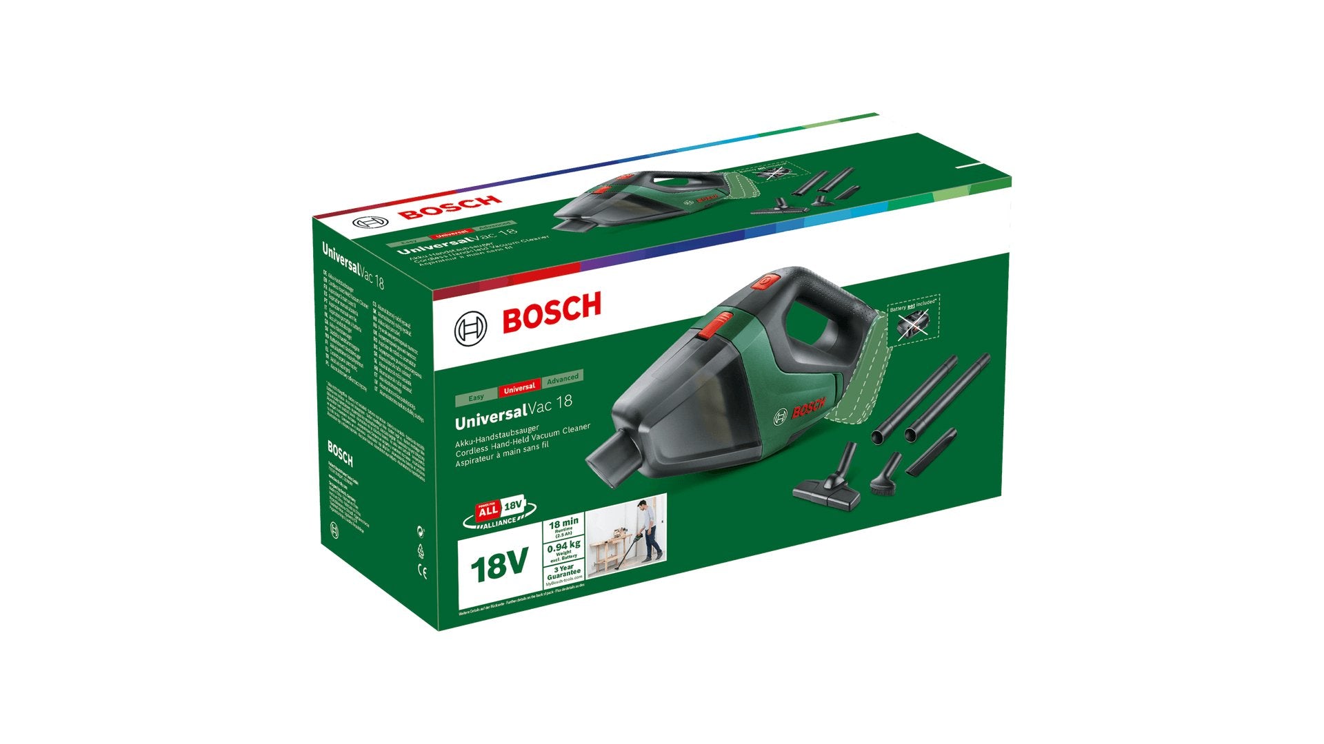 EAN 4059952570167 - Bosch UniversalVac 18 Aspiradora escoba 2 en 1 Batería Secar Sin bolsa Negro, Verde imagen 3