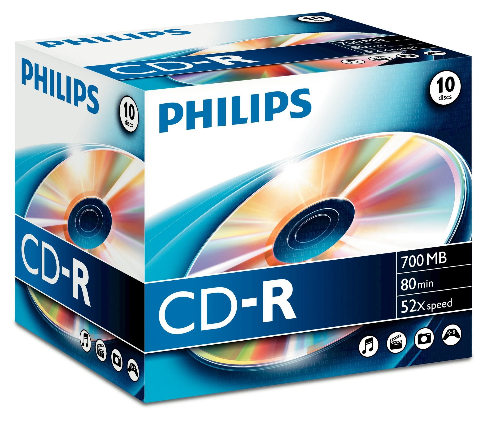 Philips Cd-R 700mb  10pcs Jewel Case 52x