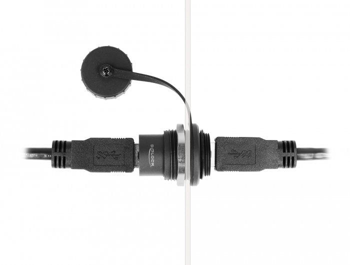 Delock Conector Usb 3.2 Gen 1 Tipo-A Integrado Con Tapa Protectora Ip67 Resistente Al Polvo Y Al Agua