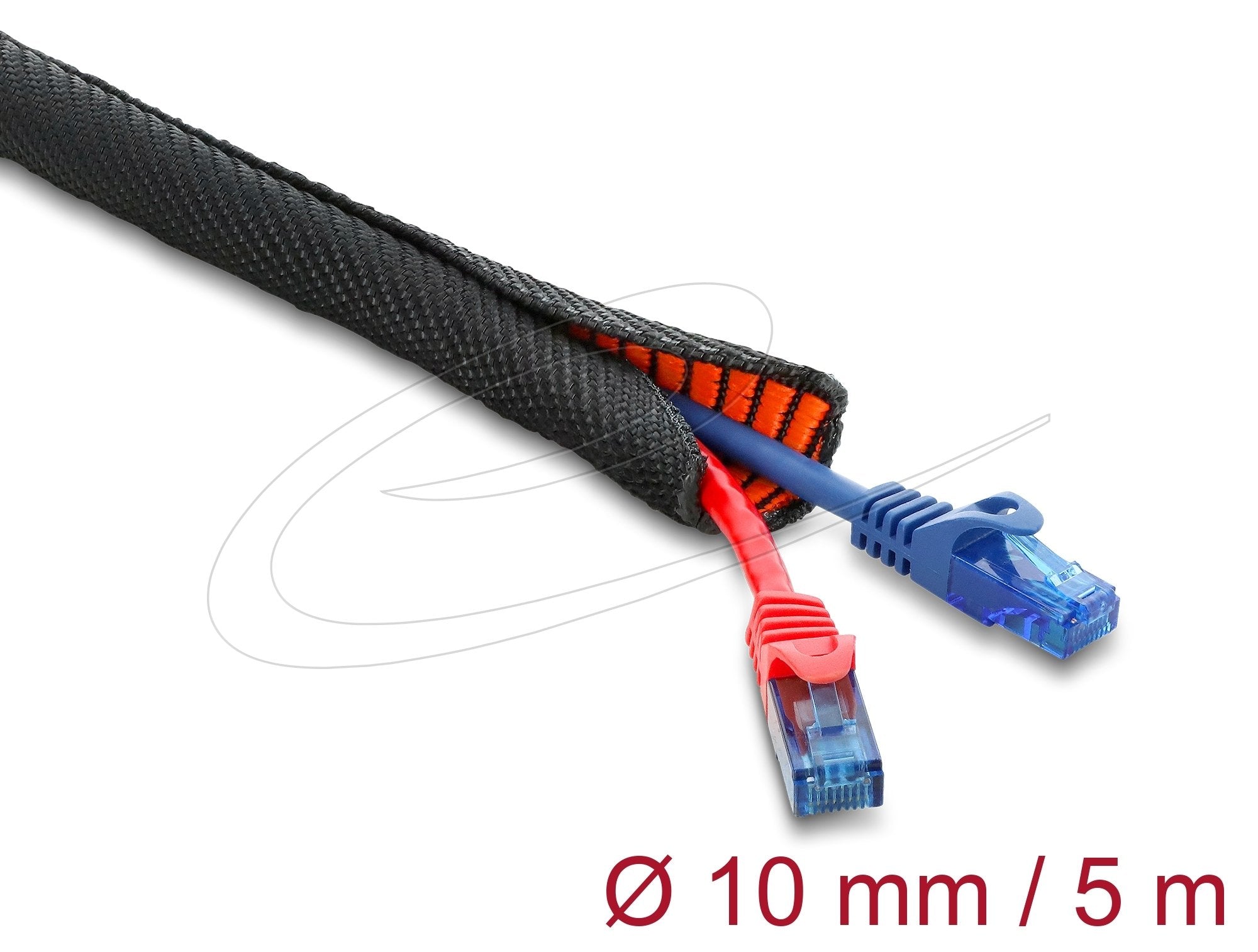 Delock Cableschutzschlauch Mit Orangener Verschleissanzeige Selbstschliessend Doppellagig 5 M X 10 Mm Schwarz
