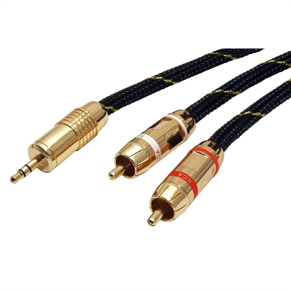 Roline Gold Audio-Verbindungscable 3,5mm Stereo - 2x Cinch Stecker   Stecker 2,5m