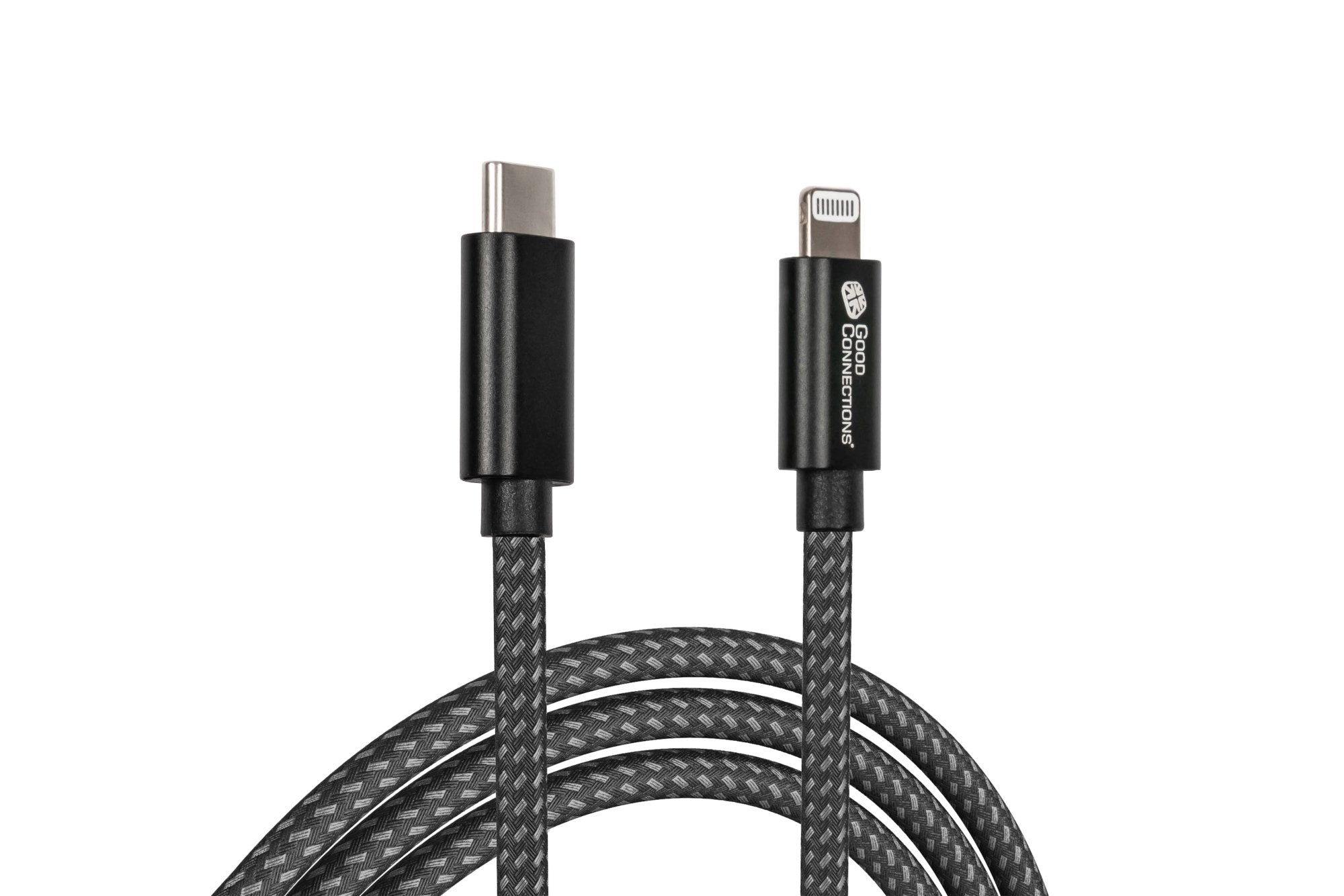 Goodconnections Usb-C 2.0 > Lightning (St-St) 0,5m Ladecable Textilmantel 18w Schwarz