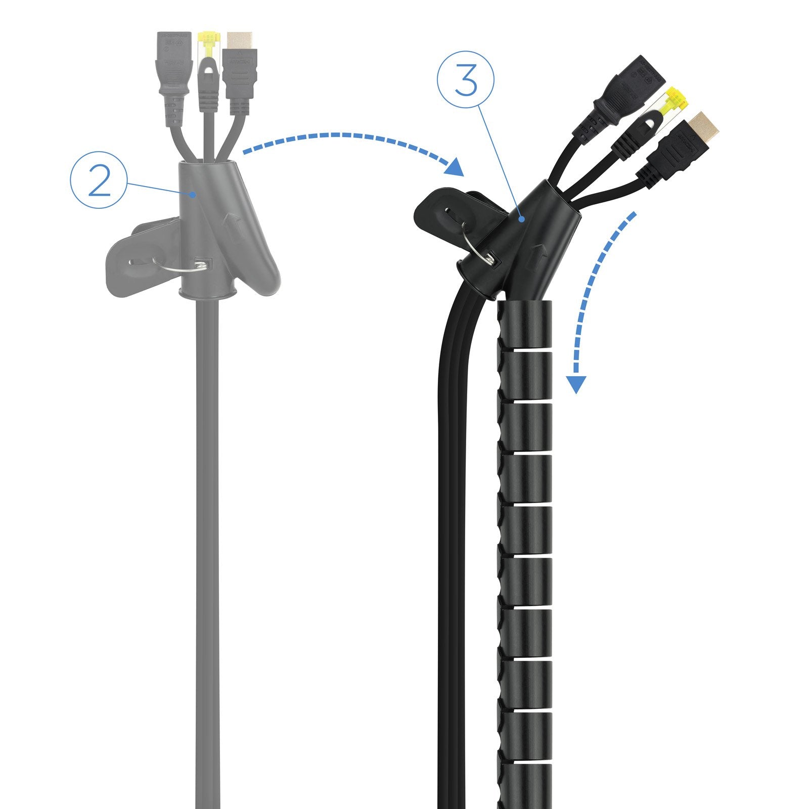 Nanocable Organizador De Cables Flexible 25mm - Longitud 1m - Negro