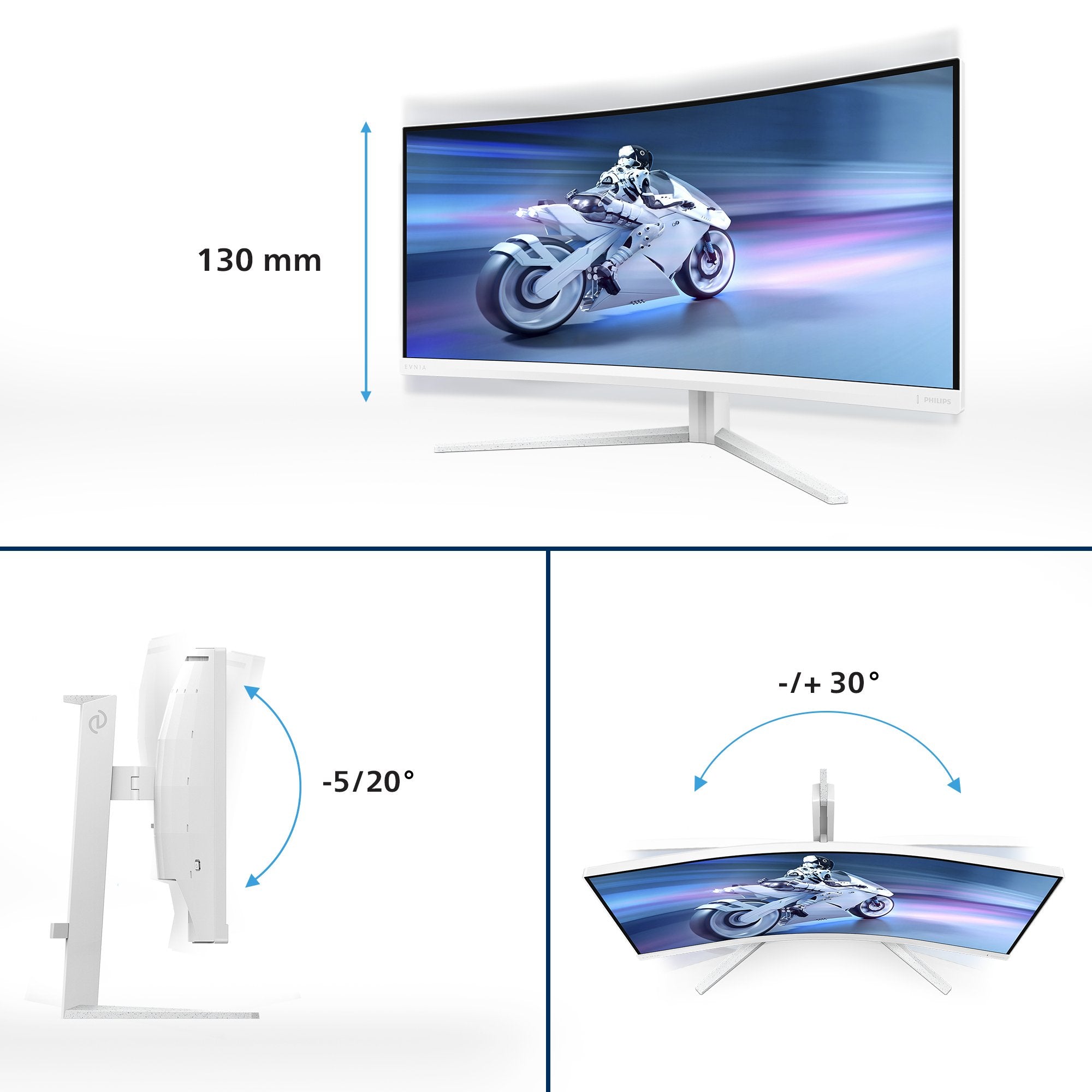 EAN 8721038002225 - Philips 34M2C5501A/00 pantalla para PC 86,4 cm (34") 3440 x 1440 Pixeles Wide Quad HD LCD Blanco imagen 3