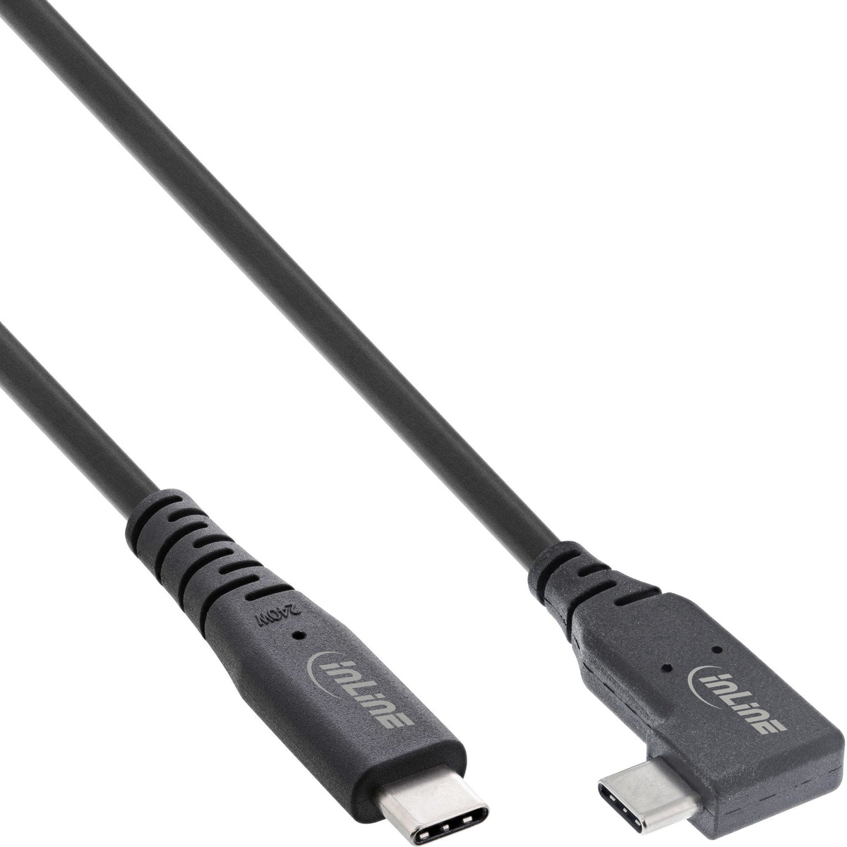 Inlineusb4 Cable, Usb Type-C, One Side Angled, Pd 240w, 8k60hz, Tpe Black, 1.5m